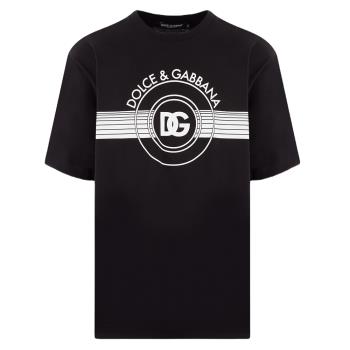 【Dolce&Gabbana】秋冬新款 男款 DG 標誌印花純棉短袖T恤-黑色 (46號、48號) G8PN9TG7J6B N0000