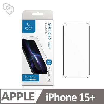 iMos Apple iPhone 15+ 點膠高透2.5D 超細黑邊康寧玻璃螢幕保護貼