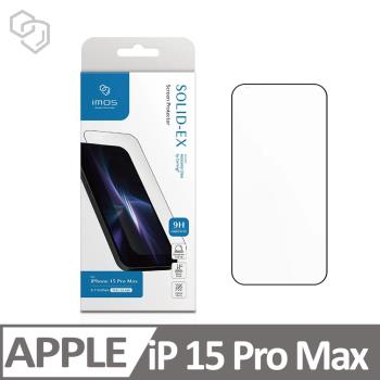 iMos Apple iPhone 15 Pro Max 點膠高透2.5D 超細黑邊康寧玻璃螢幕保護貼
