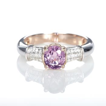 Dolly 18K金 天然紫羅蘭尖晶石1克拉鑽石戒指(008)