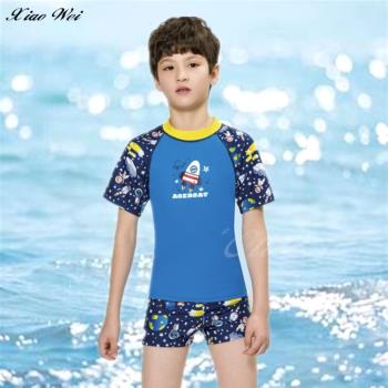 梅林品牌 流行男童短袖二件式泳裝 NO.M32218