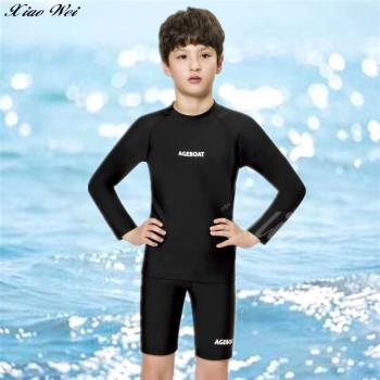 梅林品牌 流行男童/中童/大童長袖二件式泳裝 NO.M32258