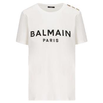 【BALMAIN】女款 品牌LOGO 短袖T恤-白色 (XS號、M號) BF1EF005BB02