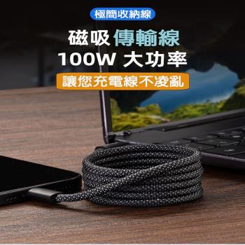 TYPE-C to TYPE-C磁吸快充電數據線 附轉接頭2入(USB-Lightning)-1.2M-X2入