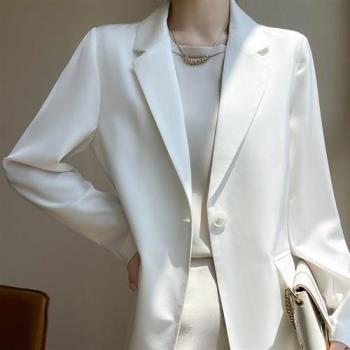 【巴黎精品】西裝外套真絲西服-桑蠶絲寬鬆純色緞面女外套6色a1ep46