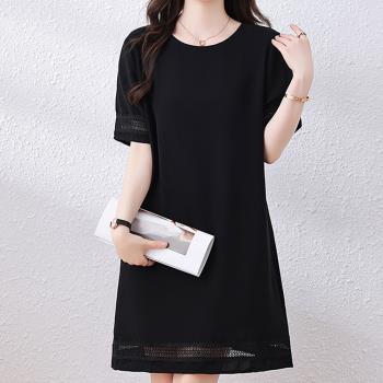 麗質達人 - 1360黑色假二件洋裝LY