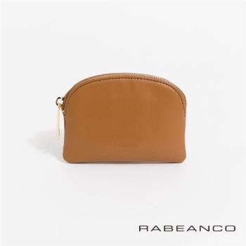 【RABEANCO】迷色彩真皮亮彩拉鍊零錢包(駝)