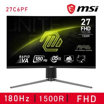 【MSI 微星】MAG 27C6PF 27吋曲面電競螢幕