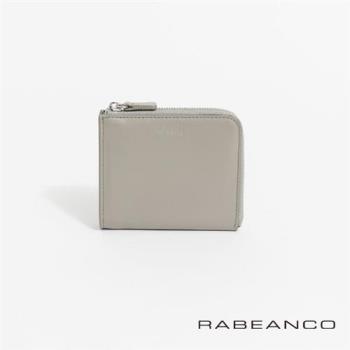 【RABEANCO】質感牛皮L型卡片零錢包(灰)