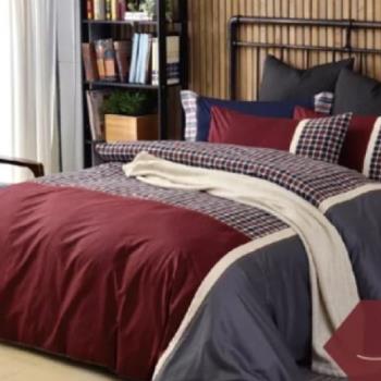 【Caliphil佳麗惠寢具】 100%美國棉 雙人床包被單四件組  諾丁漢  英倫經典格紋  精梳棉  台灣製