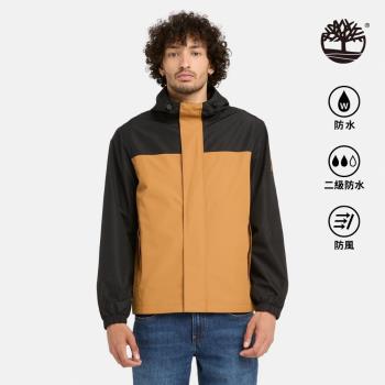 Timberland 男款小麥色拼接防潑水連帽外套│A44XJP57