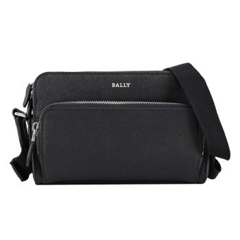 BALLY 6307861 DARBI 燙銀LOGO防刮皮革斜背相機包.黑