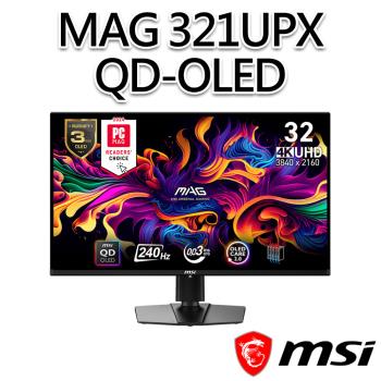 msi微星 MAG 321UPX QD-OLED 31.5吋 電競螢幕 (31.5/3840x2160/16:9/240Hz)