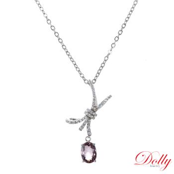 Dolly 18K金 天然粉紫色尖晶石1克拉鑽石項鍊-003