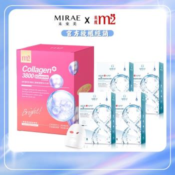 【MIRAE未來美】EX8分鐘極速補水面膜 (5入/盒))x4+【m2美度】超能水光飲(8入/盒)x1