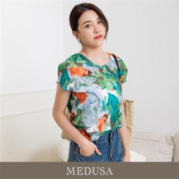 現貨【MEDUSA 曼度莎】小清新印花天絲棉上衣（M-XL）｜女短袖上衣 涼感上衣