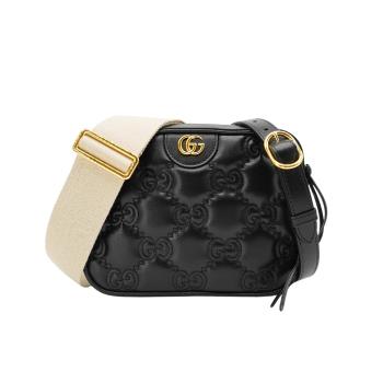 Gucci 絎縫皮革相機斜背包(702234-黑)