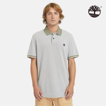 任-Timberland 男款灰綠色牛津Polo衫|A2PFM590