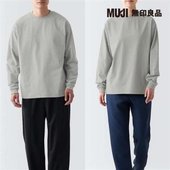 男抗UV吸汗速乾聚酯纖維長袖T恤 灰色【MUJI 無印良品】