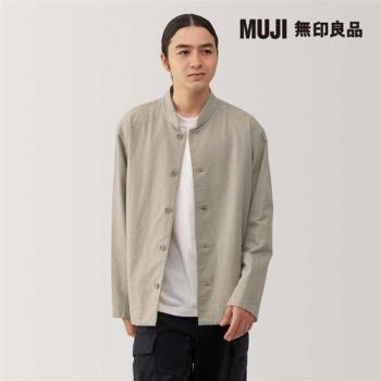 男雙面起毛法蘭絨襯衫式外套 米黃【MUJI 無印良品】