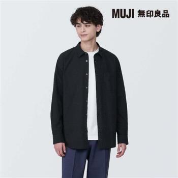 男水洗平織布長袖襯衫 黑色【MUJI 無印良品】