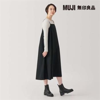 女速乾平織布細肩帶洋裝 黑色【MUJI 無印良品】