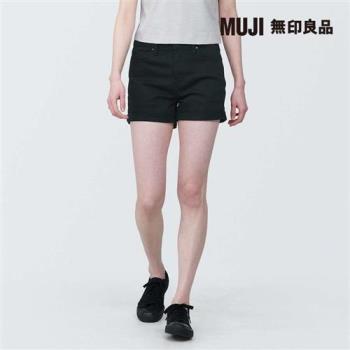 女棉混超彈性丹寧短褲 黑色【MUJI 無印良品】