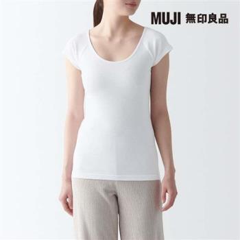 女針織法式袖T恤 白色【MUJI 無印良品】