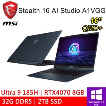 微星 Stealth 16 AI Studio A1VGG-003TW 16吋 原廠筆電 藍(Ultra 9/32G/2TB/RTX4070 8G)