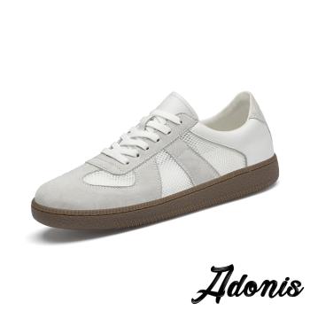 【Adonis】真皮網布德訓鞋/真皮網布厚底德訓鞋 男鞋 白