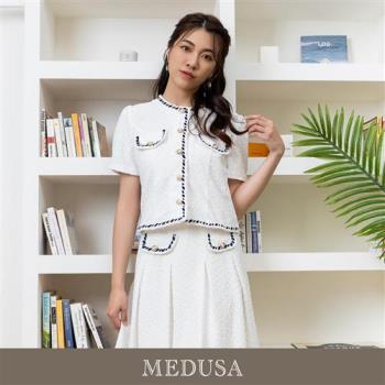 現貨【MEDUSA 曼度莎】紋理小香風白色外套（M-XL）｜小香風 夾克外套