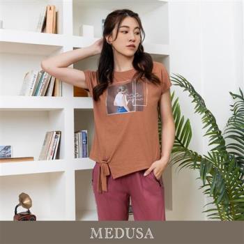 現貨【MEDUSA 曼度莎】make it simple 燙銀框綁結T恤（M-2L）｜女休閒上衣 女短袖T恤