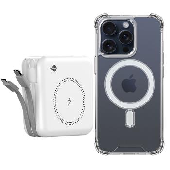 MyStyle第三代 MagSafe 多功能無線充電+自帶線行動電源+數顯充電頭PD快充大功率 +贈i15 Pro Max磁吸殼