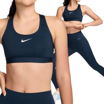 Nike NK SWSH Med SPT Bra 女款 藍色 運動 中度支撐 小Logo 內衣 DX6822-478