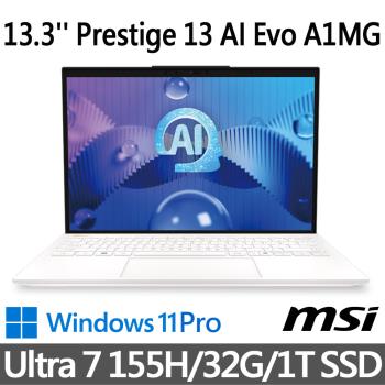 msi微星 Prestige 13 AI Evo A1MG-210TW 13.3吋商務筆電(Ultra 7 155H/32G/1T SSD/W11P)