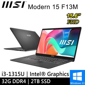 微星 Modern 15 F13MG-049TW-SP6 15吋 灰(i3-1315U/32G DDR4/2TB PCIE/W11)特仕筆電