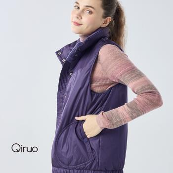 【Qiruo 奇若】保暖羽絨背心8012D 紫色-立領扣子式
