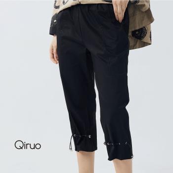 【Qiruo 奇若】秋冬專櫃精品休閒褲3066C 黑色造型褲設計