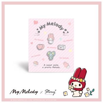 STORY 故事銀飾 - My melody系列-美樂蒂造型耳環組-積木款