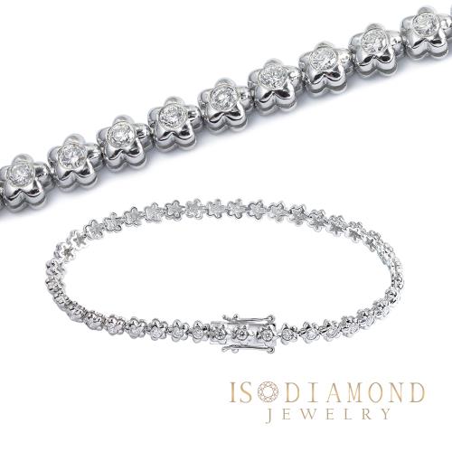 【ID】經典1.4克拉鑽石Tennis手鍊 花形(培育鑽石)