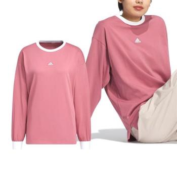 Adidas Word LS Tee 女款 粉色 運動 休閒 圓領 亞規 寬鬆 羅紋 上衣 長袖 JG5715