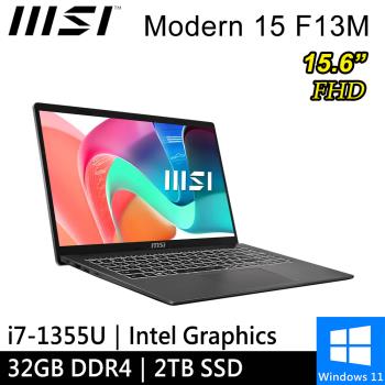 微星 Modern 15 F13MG-240TW-SP5 15.6吋 灰(i7-1355U/32G DDR4/2TB PCIE/W11)特仕筆電