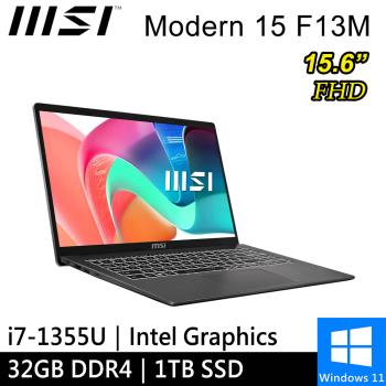 微星 Modern 15 F13MG-240TW-SP4 15.6吋 灰(i7-1355U/32G DDR4/1TB PCIE/W11)特仕筆電