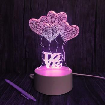 【All Splendid】彩色LED 夜燈 LOVE愛心氣球 壓克力 LED發光底座 燈座 生日禮物 情人節禮物 送禮 