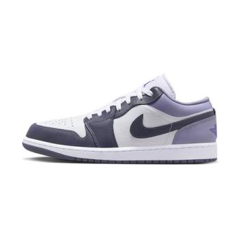 Nike Air Jordan 1 Low 男 紫白灰 AJ1 低筒 喬丹 透氣 皮革 休閒鞋 553558-145