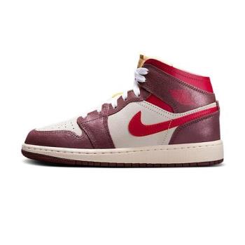 Nike Air Jordan 1 Mid SE 大童 米白紅 運動 中筒 喬丹 AJ1 休閒鞋 HF3196-100