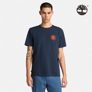 Timberland 男款深寶石藍刺繡LOGO短袖T恤│A6BA4433