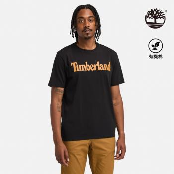 Timberland 男款黑色有機棉經典Logo印花短袖T恤│A6DN3P56