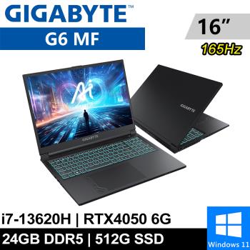 技嘉 G6 MF-H2TW853KH-SP2 16吋 黑(i7-13620H/24G/512G PCIE/RTX4050 6G/W11)特仕筆電