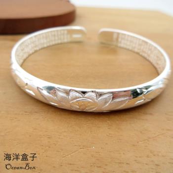 【海洋盒子】心經保平安雙魚蓮花實心S999足銀純銀手鐲手環.附贈禮盒